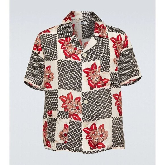 Bode Checker Bloom Floral Silk Bowling Shirt S/M Mens New - Picture 16 of 16